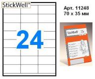 Наклейки StiсkWell 11248 70,0х35,0 мм 24 шт, A4, прямоугольные 100л