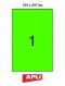 Наклейки APLI 02881, зеленые флюоресц, А4, 210*297мм, 1шт/20л