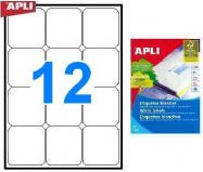 Наклейки А4, 63,5*72мм, скругл, APLI 02416, 12шт/100л