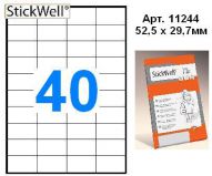 Наклейки StiсkWell 11244  52,5х29,7 мм, 40 шт, A4, прямоугольные 100л