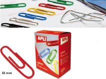 Скрепки 32мм APLI 11718 цветные красные, 100 шт.