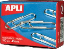 Скрепки 40мм APLI 11712 №3 никель, 100 шт.