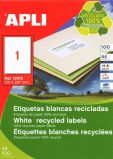 Наклейки А4, 210*297мм, APLI 12070, 1шт/100л RECYCLED