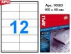 Наклейки А4, 105*48мм, APLI 10563, 12шт/500л