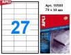 Наклейки А4, 70*30мм, APLI 10560, 27шт/500л