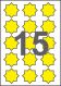 Наклейки APLI 10370, звезды, желтый флюоресц, А4, d35мм, 15шт/20л