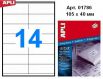 Наклейки А4, 105*40мм, APLI 01786, 14шт/500л