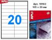 Наклейки А4, 105*29мм, APLI 10562, 20шт/500л