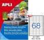 Наклейки А4, 48,5*16,9мм, удаляемые, APLI 03053, 68шт/100л
