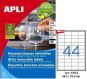 Наклейки А4, 48,5*25,4мм, удаляемые, APLI 03054, 44шт/100л