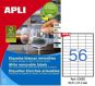 Наклейки А4, 52,5*21,2мм, удаляемые, APLI 03055, 56шт/100л