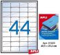 Наклейки погодоуст. п/э, прозр, А4, 48,5*25,4мм, APLI 01223, 44шт/20л